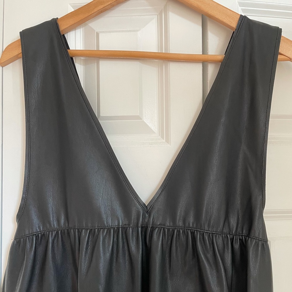 Black pleather mini-ish dress